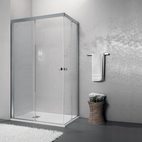 Box doccia MOSCA doppia porta scorrevole rettangolare 110x70 cm altezza 200 cm cristallo 8 mm