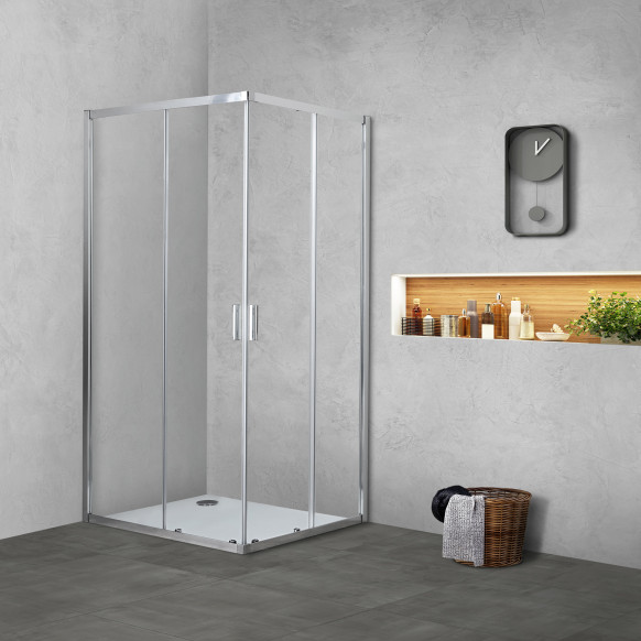 Box doccia TOKYO doppia porta scorrevole rettangolare 100x70 cm altezza 200 cm cristallo temperato 6 mm