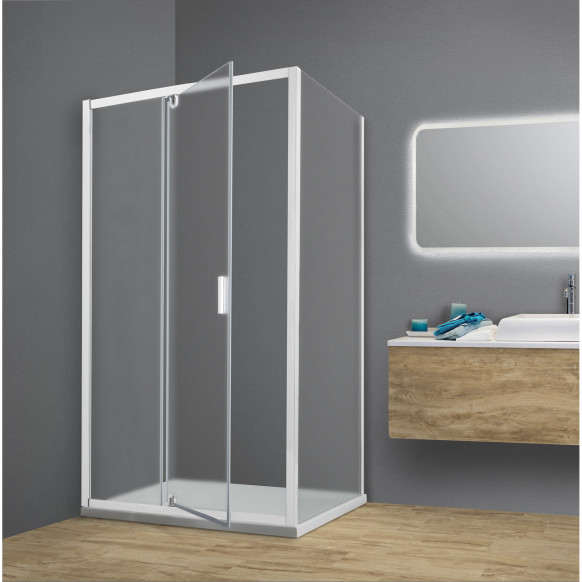 Box doccia TOKYO porta battente rettangolare 100x70 cm altezza 200 cm cristallo 6 mm bianco opaco