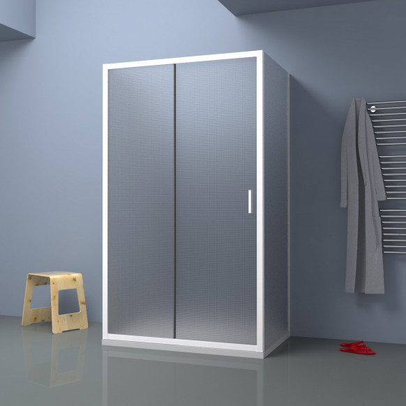 Box doccia TOKYO porta scorrevole rettangolare 3 lati 100x70x70 cm altezza 200 cm cristallo 6 mm bianco opaco