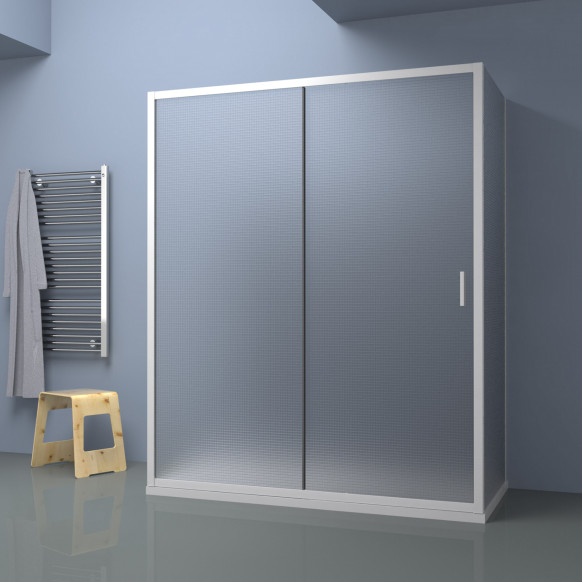 Box doccia TOKYO porta scorrevole rettangolare 3 lati 150x70x70 cm altezza 200 cm cristallo 6 mm bianco opaco