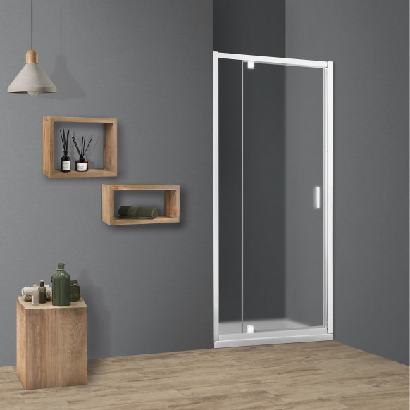 Porta doccia TOKYO battente a nicchia 70 cm altezza 200 cm cristallo 6 mm bianco opaco