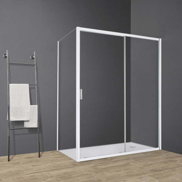 Box doccia TOKYO porta scorrevole rettangolare 150x90 cm altezza 200 cm cristallo 6 mm bianco opaco