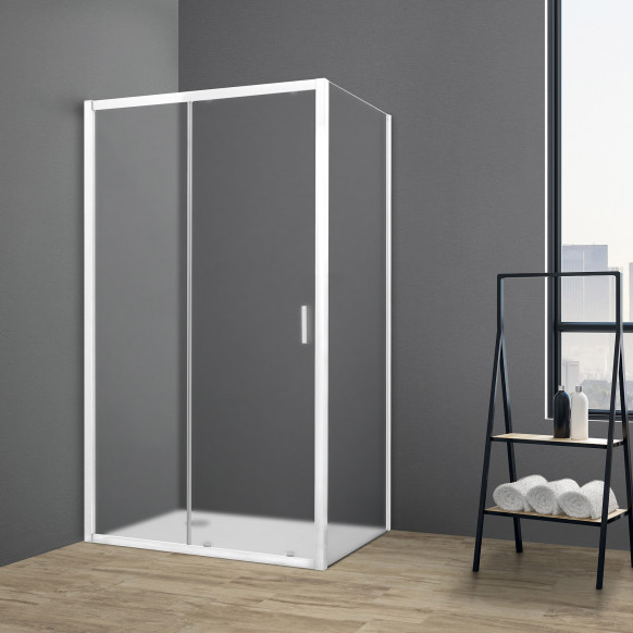 Box doccia TOKYO porta scorrevole rettangolare 120x80 cm altezza 200 cm cristallo 6 mm bianco opaco