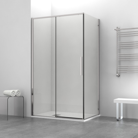 Box doccia OSLO porta scorrevole rettangolare 100x80 cm altezza 200 cm cristallo 6 mm