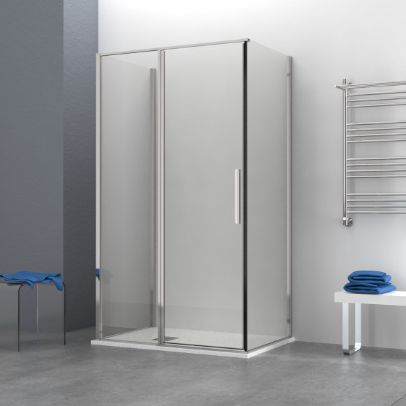 Box doccia OSLO porta battente con fissetto 3 lati rettangolare 120x70x70 cm altezza 200 cm cristallo 6 mm