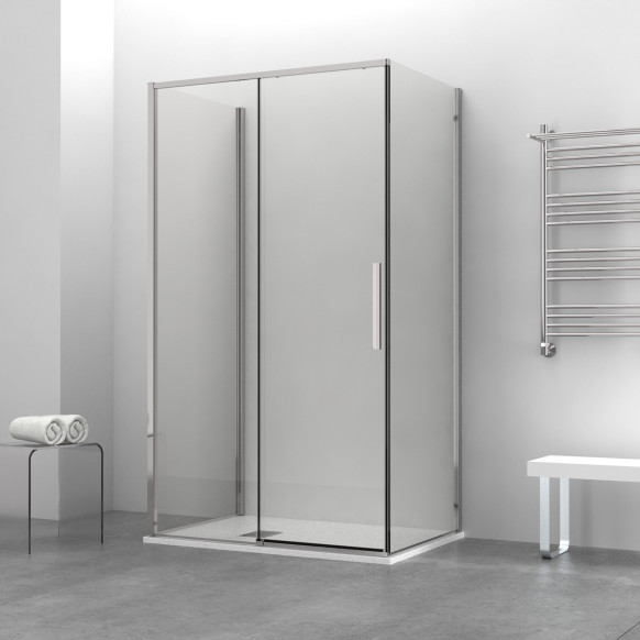 Box doccia OSLO porta scorrevole rettangolare 3 lati 140x70x70 cm altezza 200 cm cristallo 6 mm