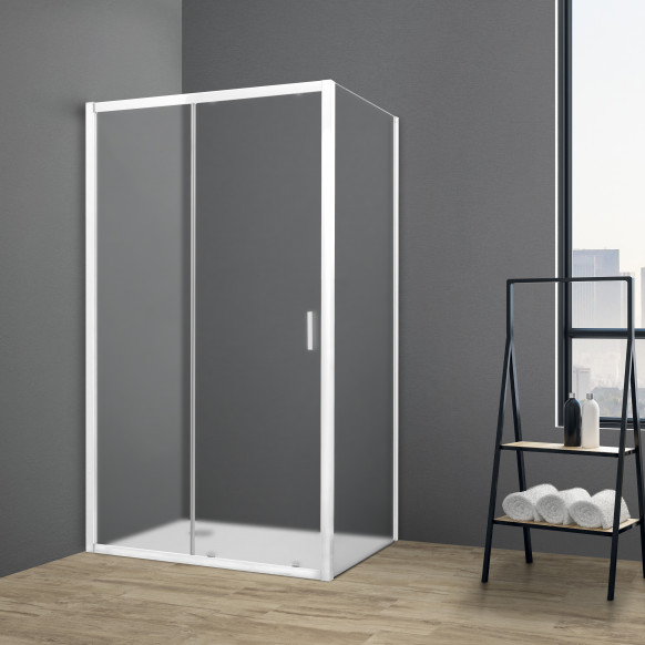 Box doccia TOKYO porta scorrevole rettangolare 100x70 cm altezza 200 cm cristallo 6 mm bianco opaco