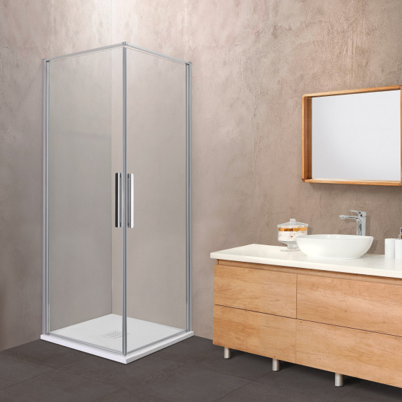 Box doccia OSLO doppia porta battente quadrato 70x70 cm altezza 200 cm cristallo 6 mm