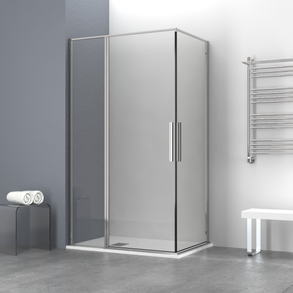 Box doccia OSLO doppia porta battente angolare 100x100 cm altezza 200 cm cristallo 6 mm