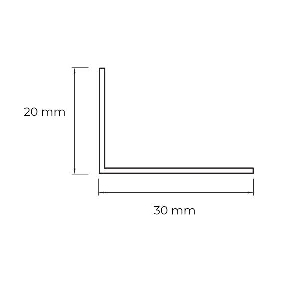 Profilo a L in alluminio lucido 3x2 cm