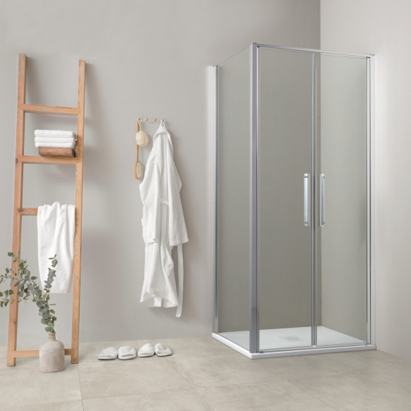 Box doccia angolare OSLO 100x70 cm porta saloon altezza 200 cm cristallo 6 mm