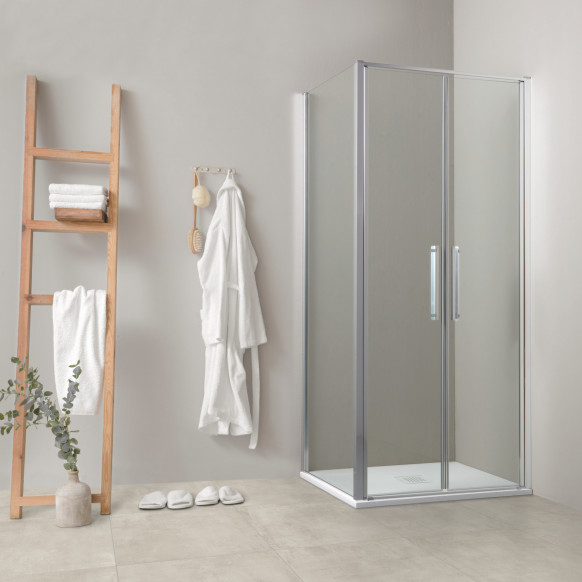 Box doccia angolare OSLO 100x80 cm porta saloon altezza 200 cm cristallo 6 mm