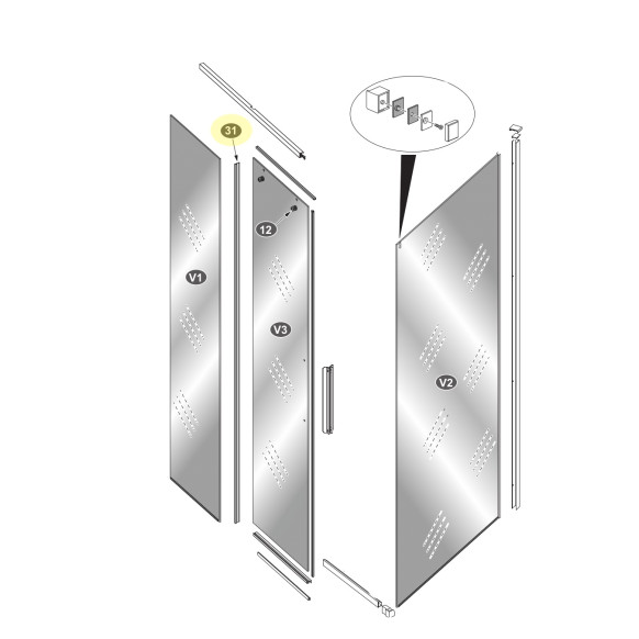 Ricambio guarnizione verticale box doccia OSLO nero